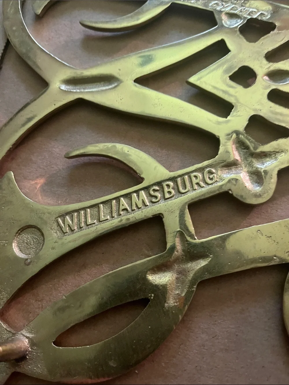 Metal Monogram  Trivet Williamsburg Gold Decorative Lettering